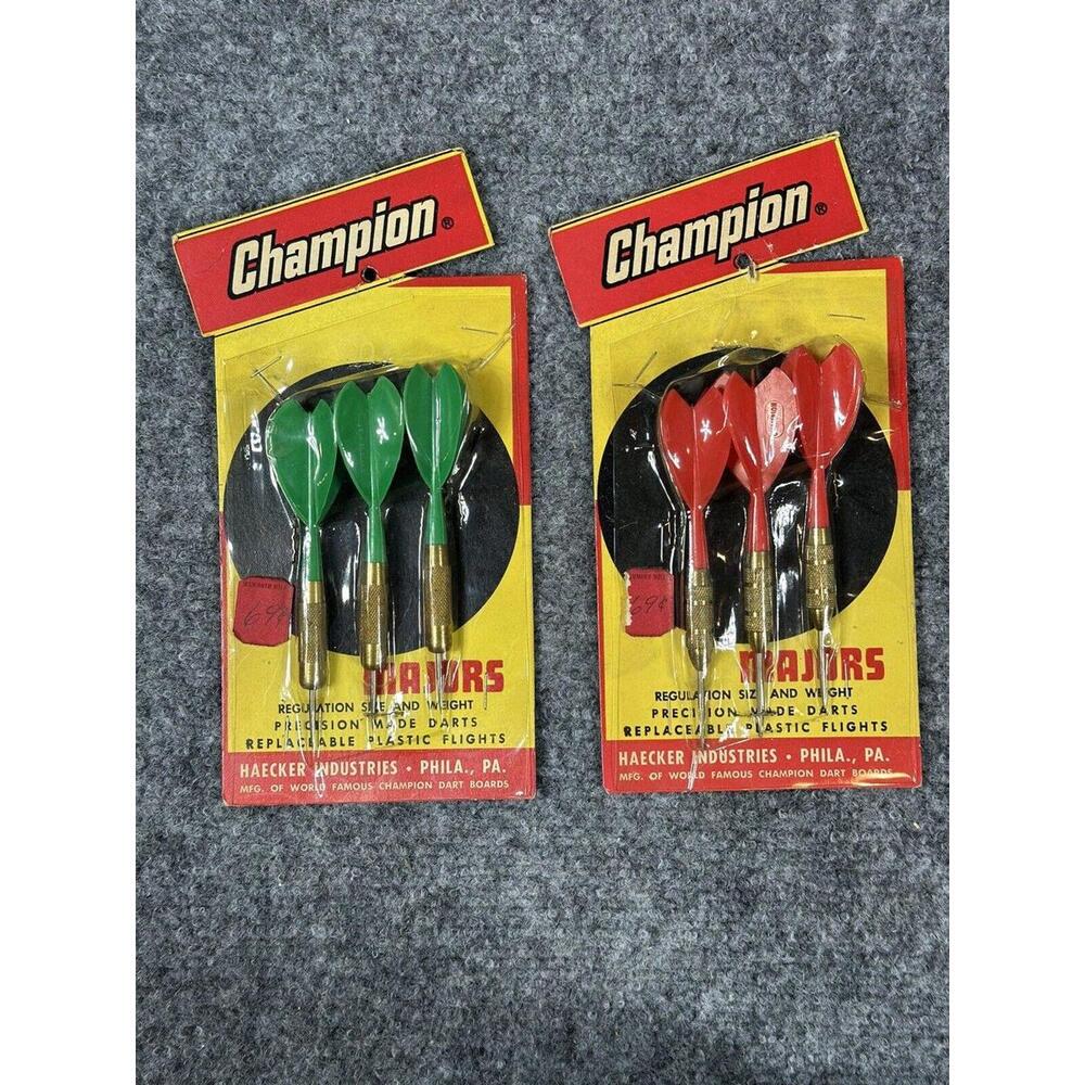 2 VINTAGE CHAMPION MAJORS DARTS REGULATION SIZE & WEIGHT PRECISION MADE DARTS